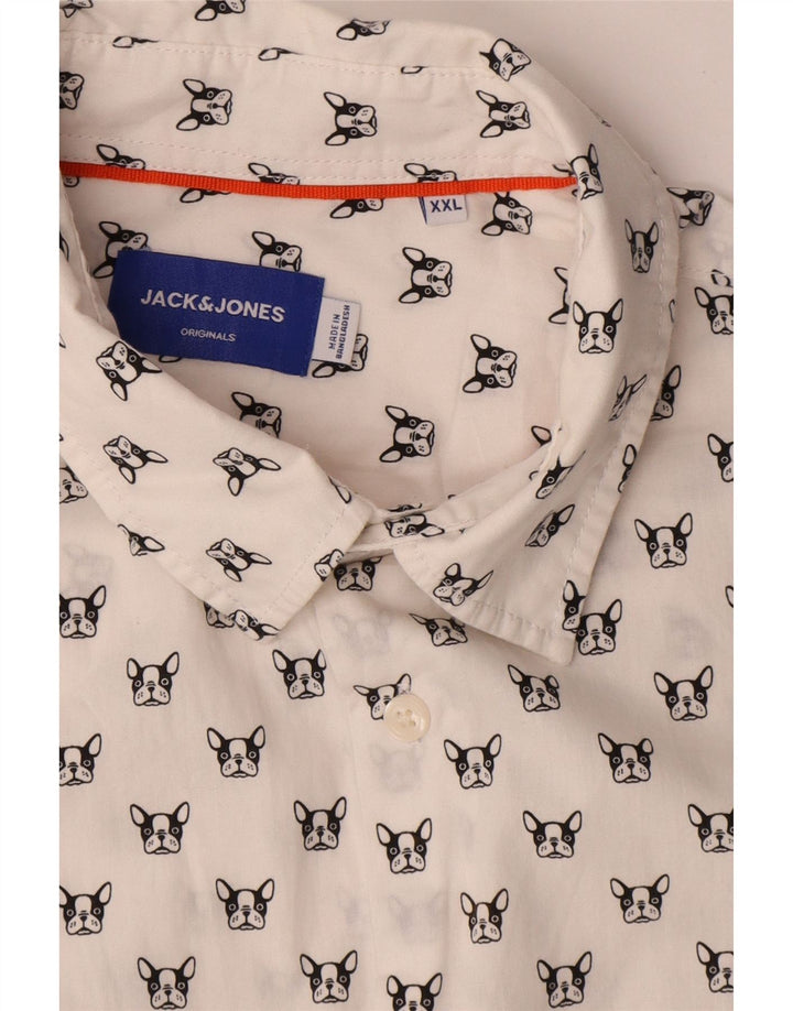 JACK & JONES Chemise Homme 2XL Blanc Tacheté Coton