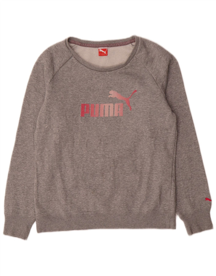 Puma Sweat-shirt graphique pour femme UK 12 Gris moyen chiné en coton