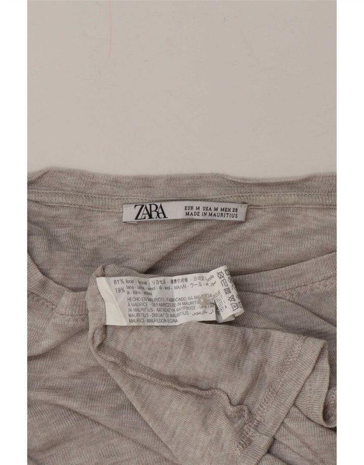 Zara Femme Top Manches Longues UK 44 Gris Moyen Moucheté Lyocell