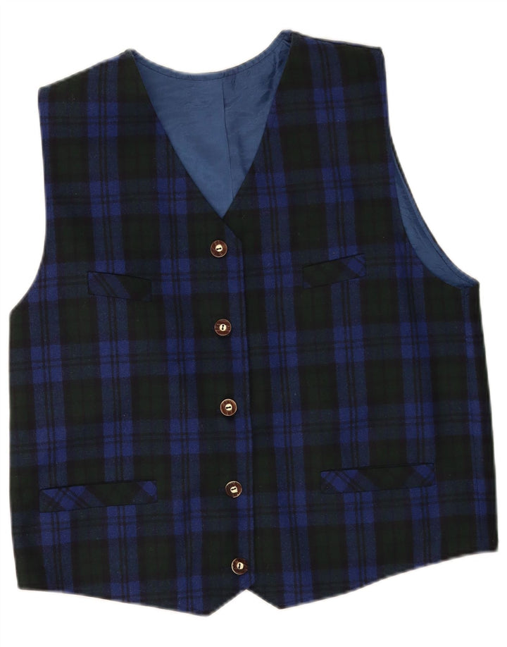 Hammerschmid Gilet Femme UK 18 XL Bleu Carreaux Laine Vierge