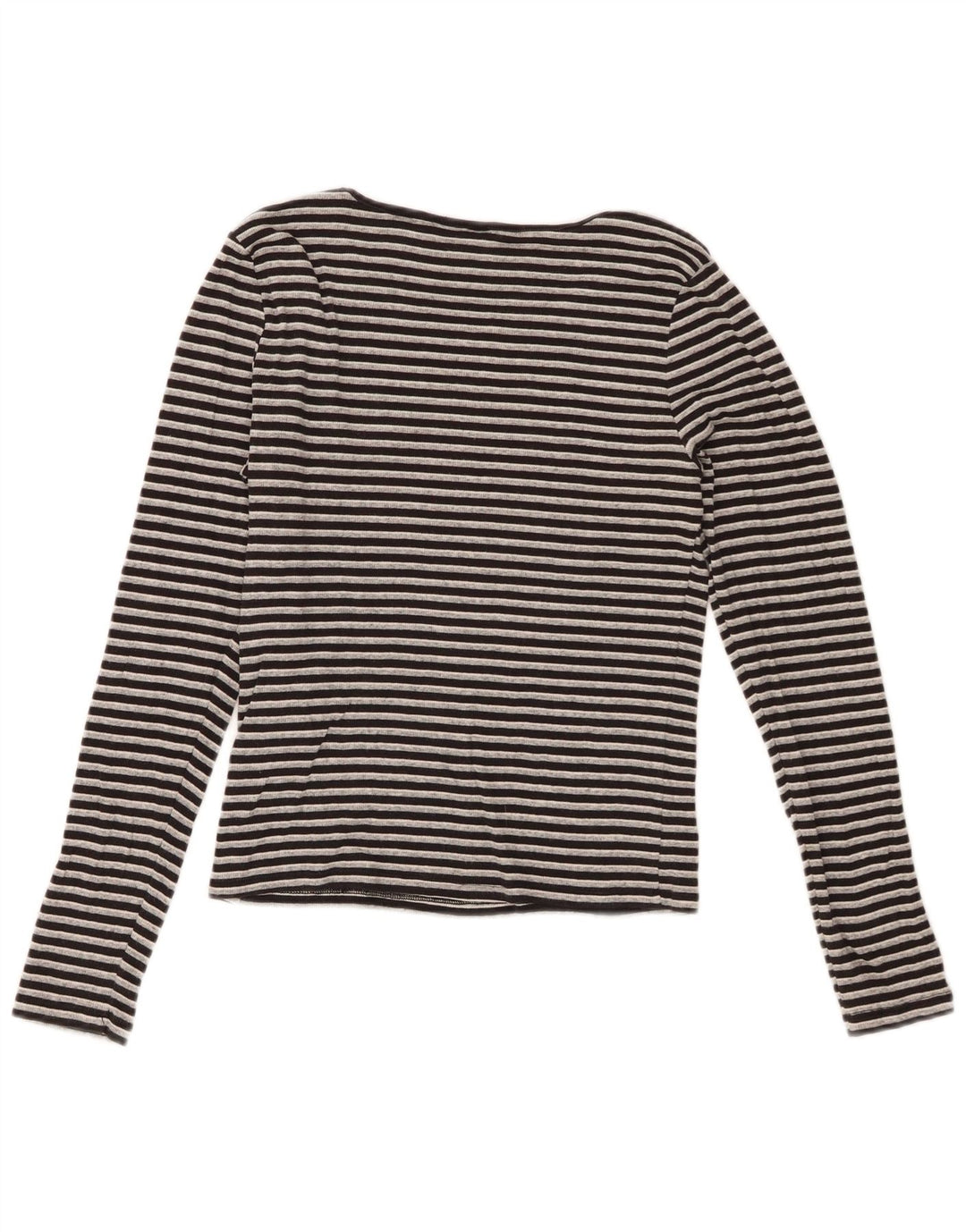 Levi's Crop Top Femme Manches Longues UK 12 Coton Rayé Noir Moyen