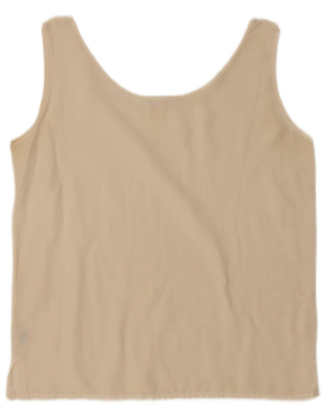vintage Womens Crop Vest Top UK 14 Soie Beige Moyenne
