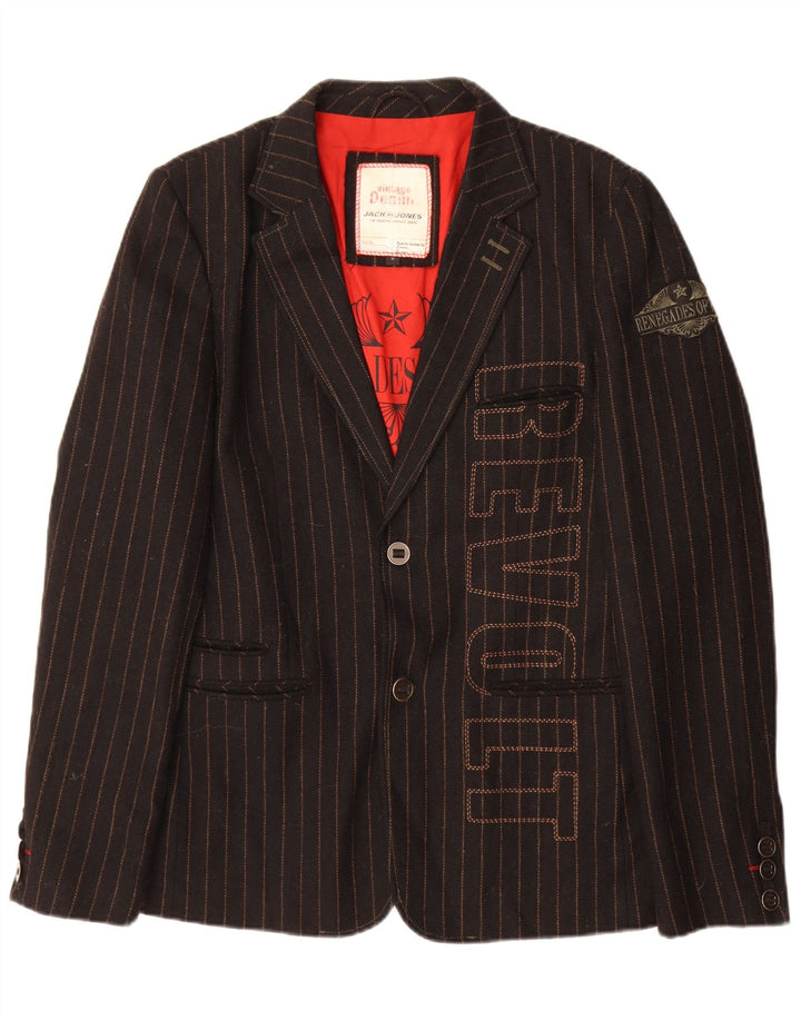 Jack & Jones Veste blazer graphique pour homme UK 38 Medium Black Pinstripe
