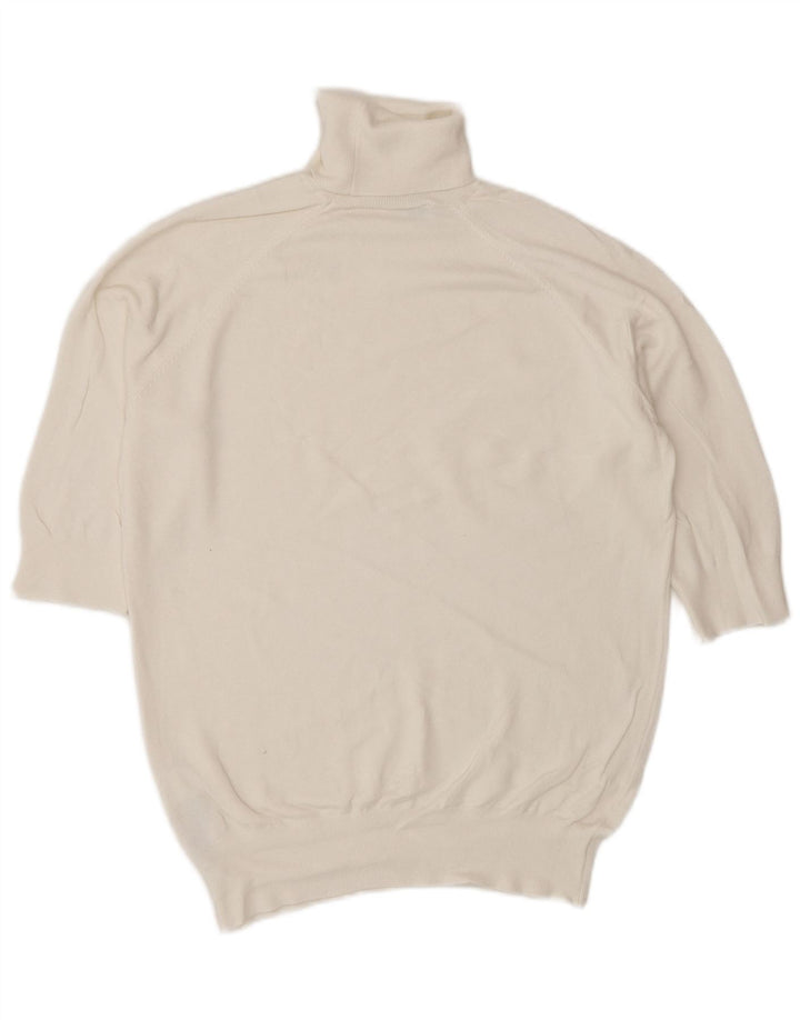 Zara Pull à manches courtes et col roulé pour femme UK 12 Blanc moyen