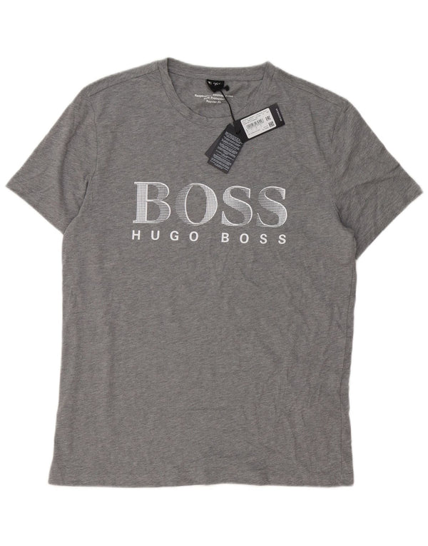 Hugo Boss Homme T-Shirt Graphique Haut Large Gris Coton