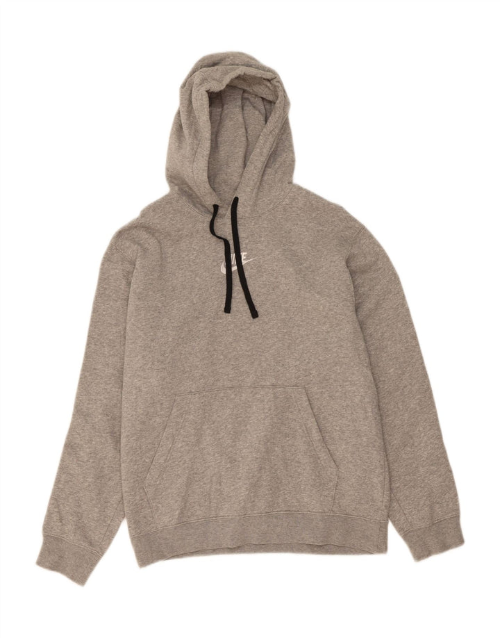 NIKE Mens Graphic Hoodie Jumper Medium Grey Colourblock Cotton