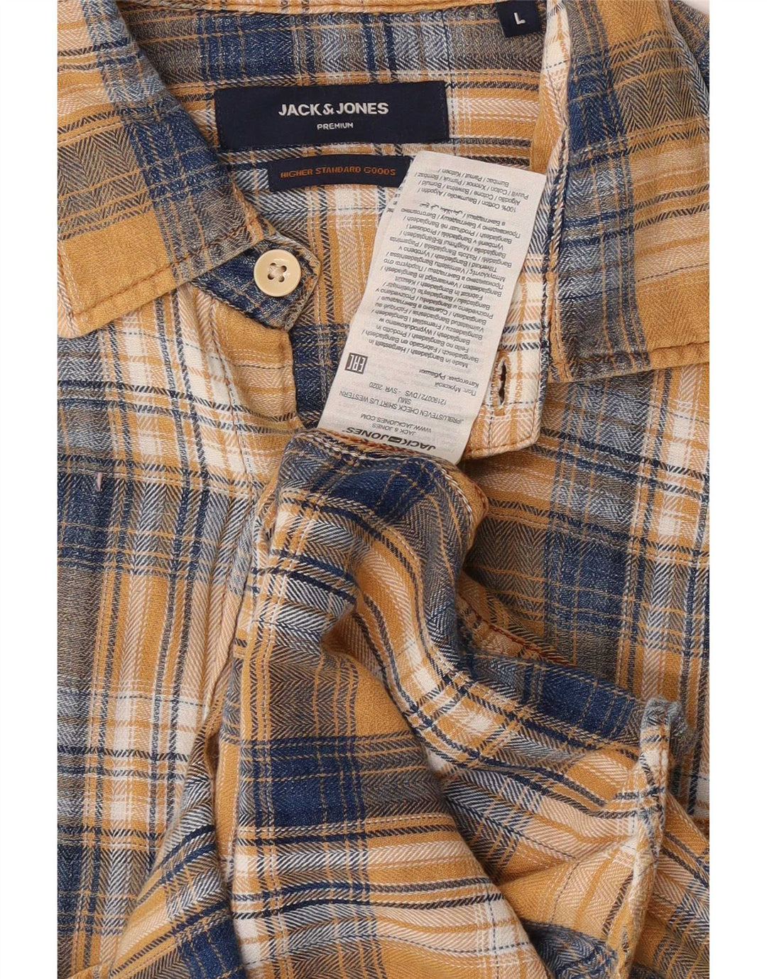 Jack & Jones Chemise en flanelle pour homme en coton à carreaux jaunes