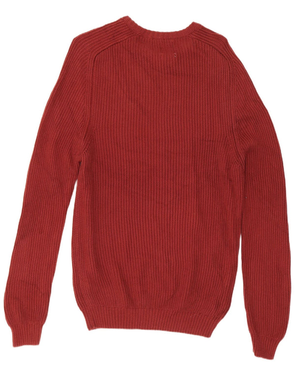 Zara Mens Boat Neck Jumper Sweater Medium Burgundy Cotton