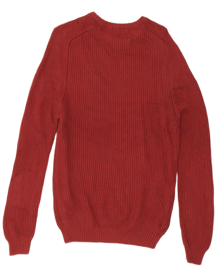 Zara Pull à col bateau pour homme en coton bordeaux moyen