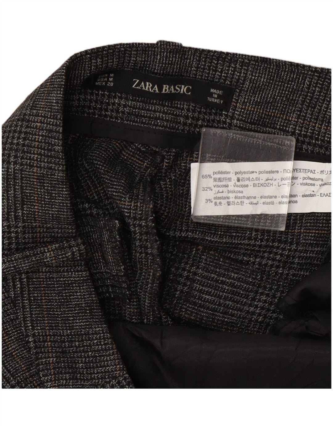 Zara Femme Pantalon Court Moyen W28 L24 Gris Carreaux Polyester