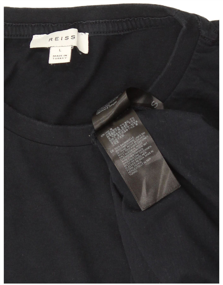 Reiss Homme T-Shirt Top Large Bleu Marine Coton