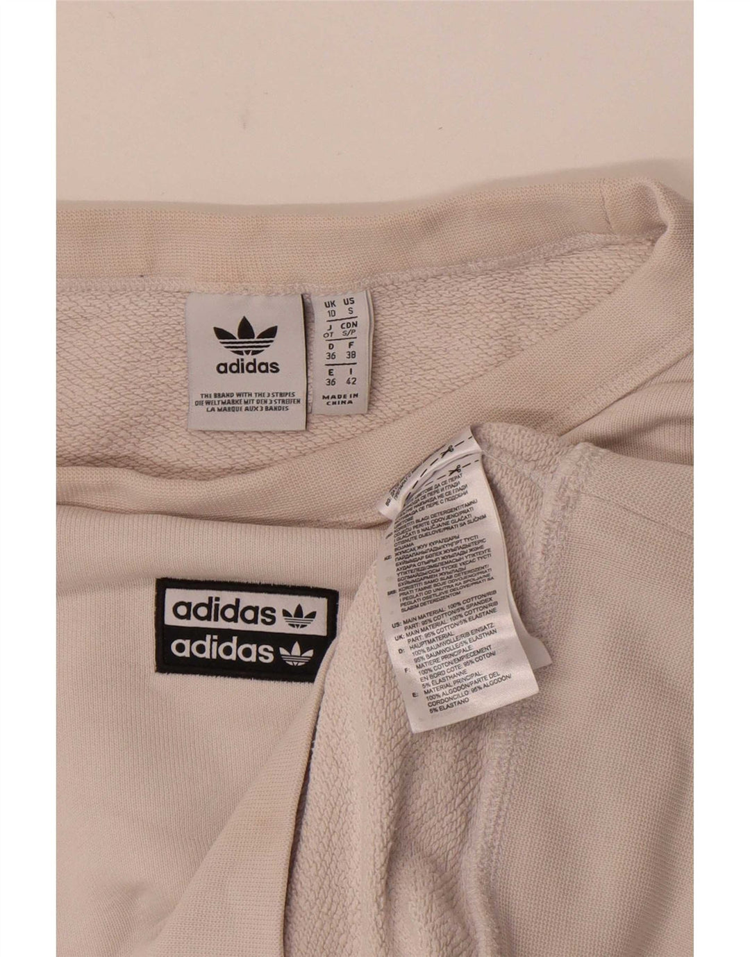 Adidas Sweat-shirt surdimensionné pour femme UK 10 Petit coton blanc