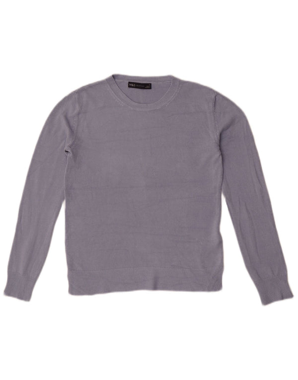 Marks & Spencer Pull ras du cou pour femme UK 6 XS Bleu Acrylique