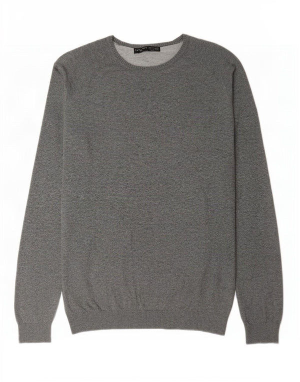 Zara Pull ras du cou pour homme XL en coton gris