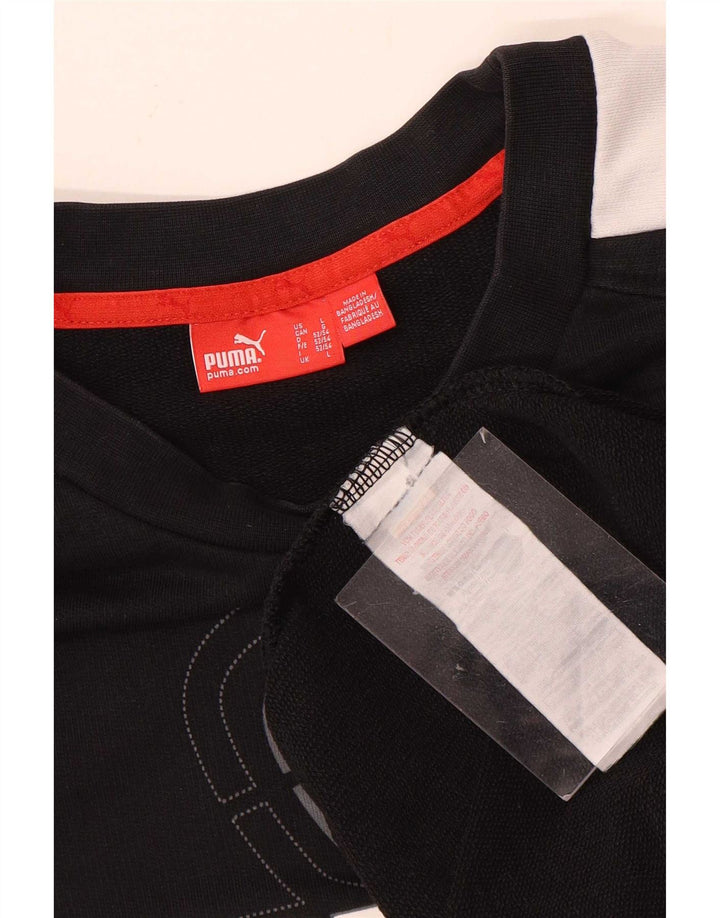 Puma Sweat-shirt graphique pour homme en coton color block Noir Taille L