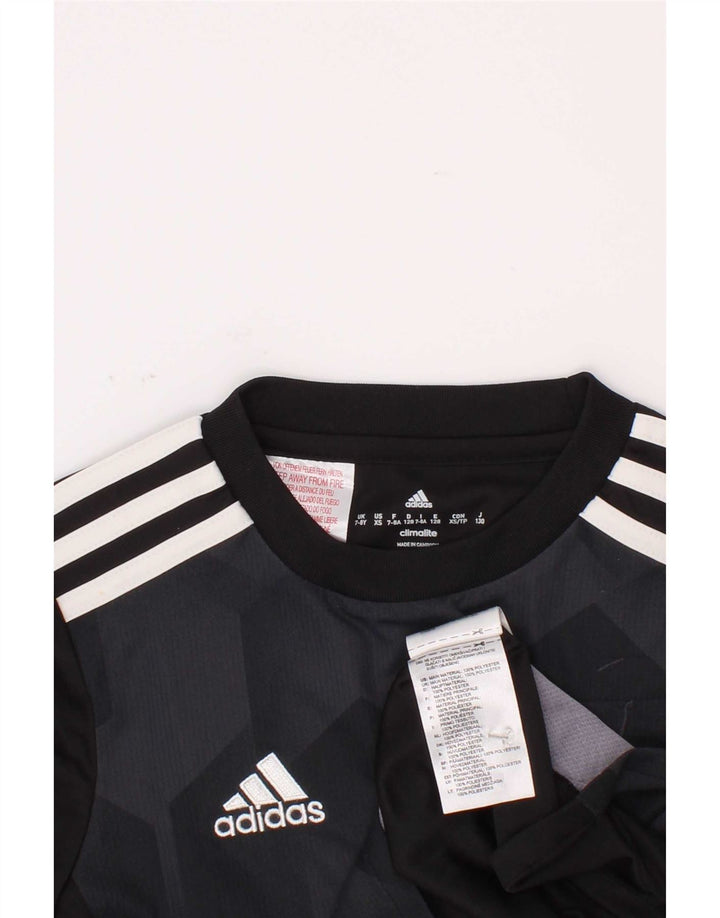 Adidas Garçon Climalite T-Shirt Top 7-8 ans Noir Géométrique Polyester