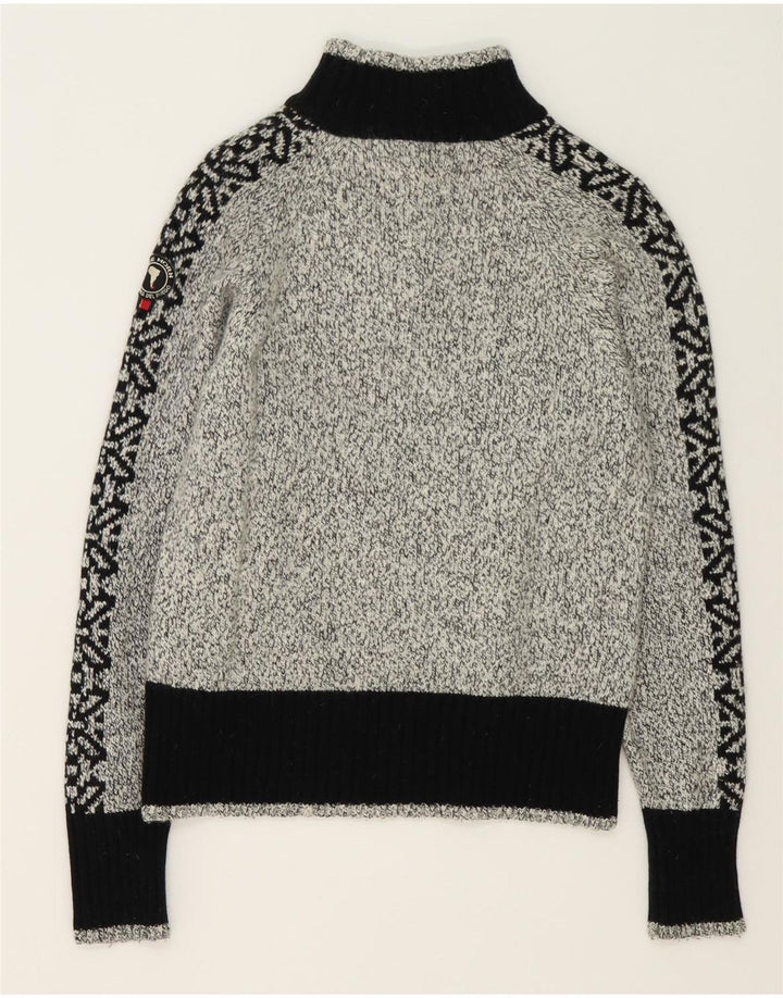 Cape Horn Pull col zippé pour homme Large Gris Colorblock Angora