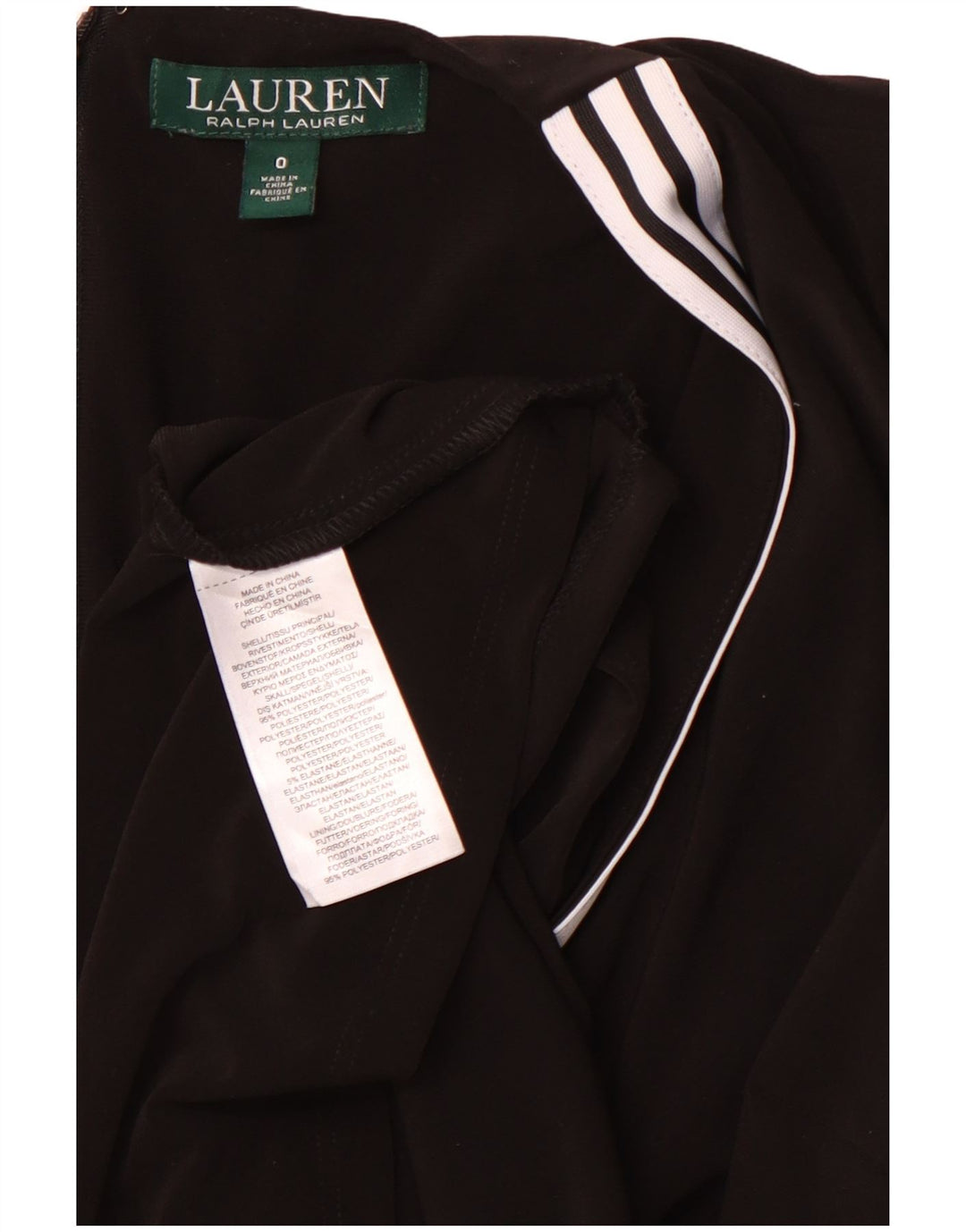 RALPH LAUREN Robe portefeuille à manches 3/4 pour femme US 0 XS Polyester rayé noir