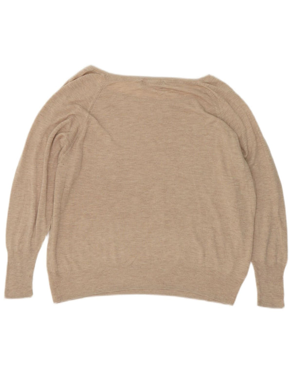 Zara Pull surdimensionné à col bateau pour femme UK 10 Petit Beige