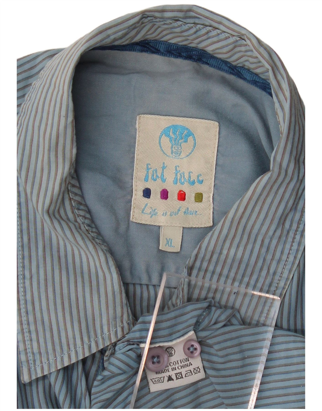 FAT FACE Chemise Homme XL Bleu Rayure Coton