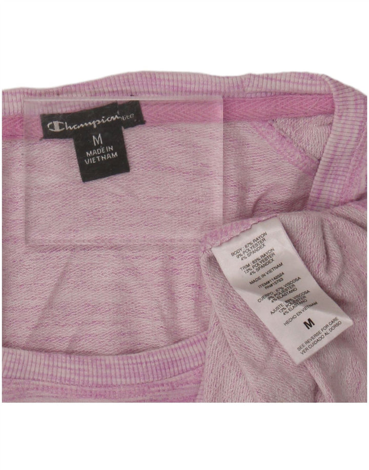 CHAMPION Womens Oversized Top Long Sleeve UK 14 Medium Purple Flecked
