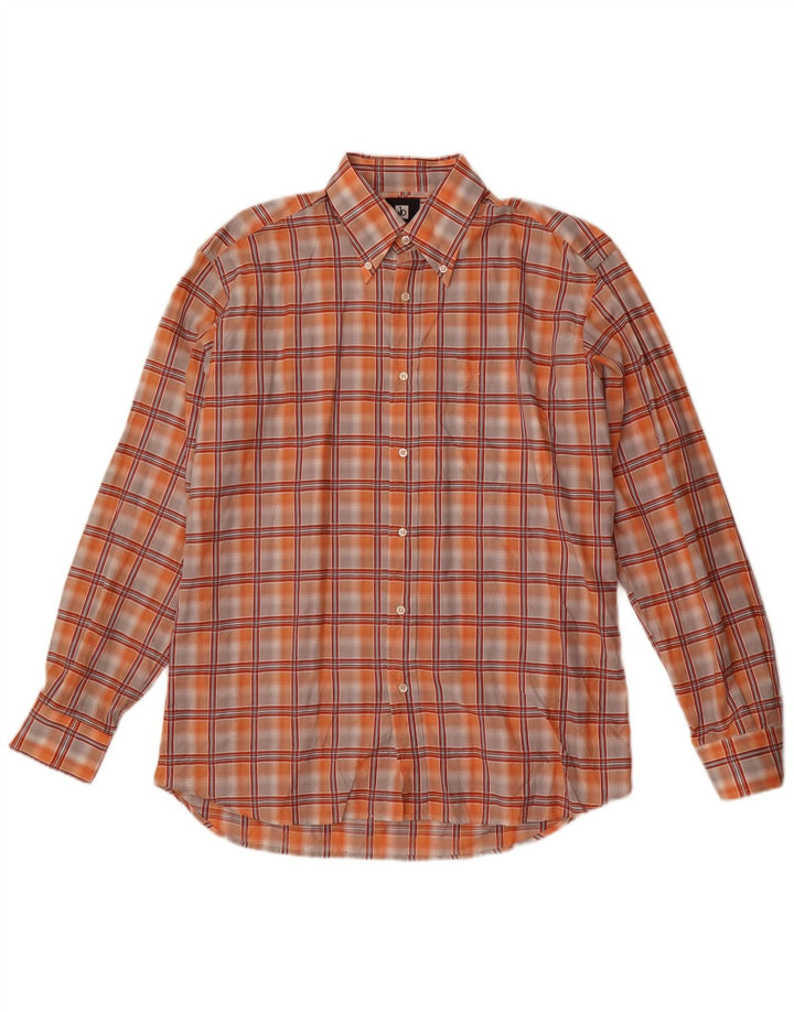 Roccobarocco Chemise Homme Taille 15 3/4 40 Coton à carreaux orange moyen