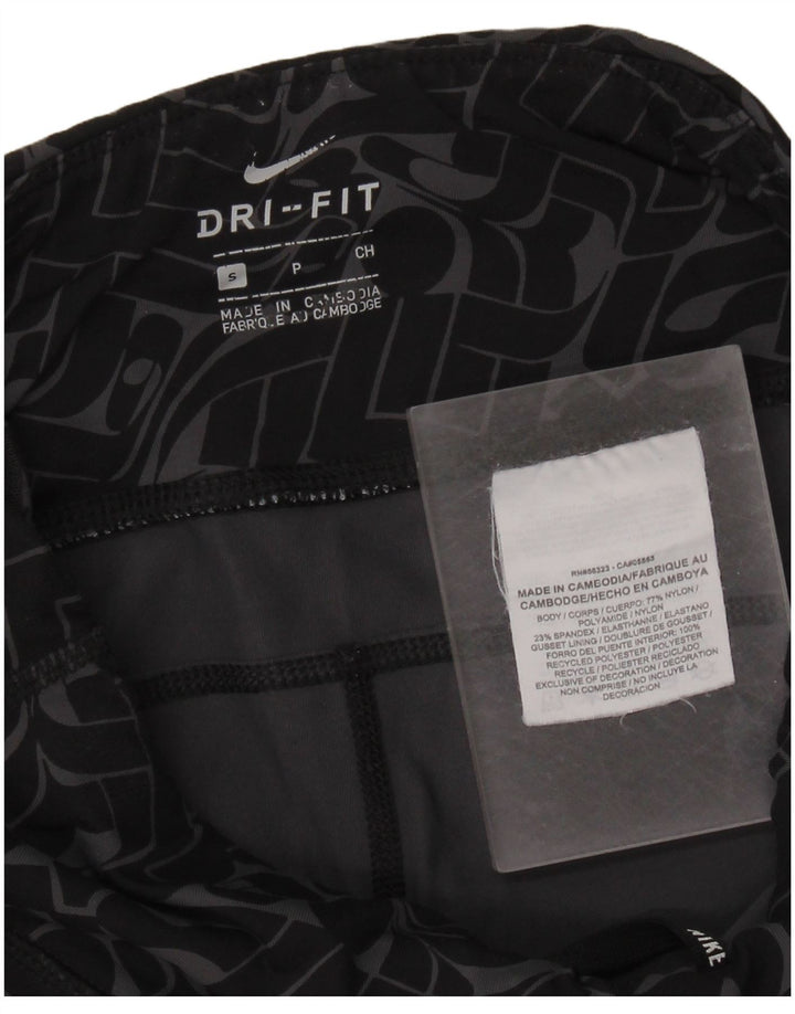 NIKE Legging Dri Fit pour femme UK 8 Petit nylon géométrique noir
