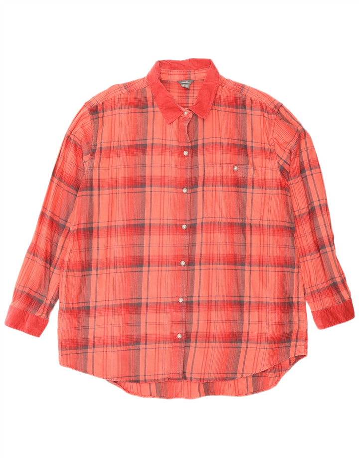 EDDIE BAUER Chemise en flanelle pour femme UK 16 Grand coton à carreaux rouges
