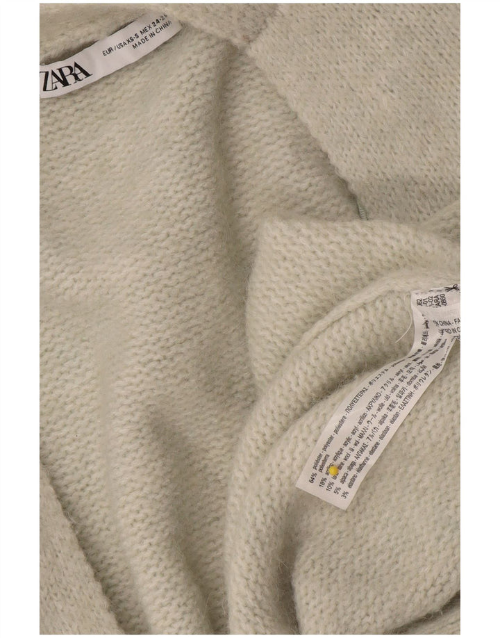 Zara Cardigan ouvert surdimensionné pour femme UK 6 XS Gris Polyester