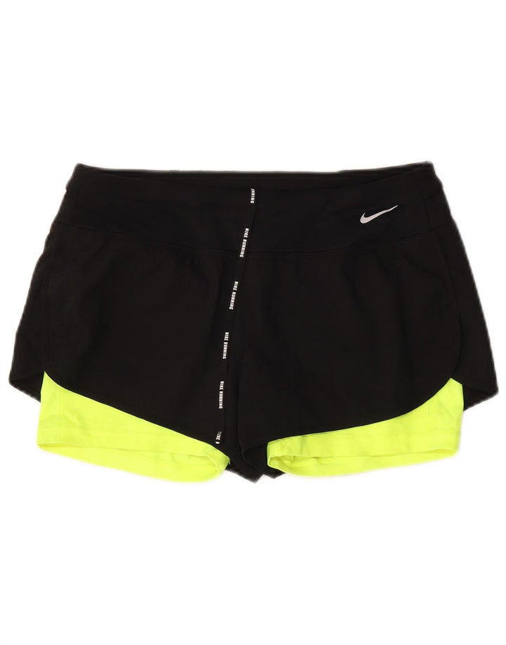 Nike Short de sport Dri Fit pour femme UK14 Noir moyen Colourblock