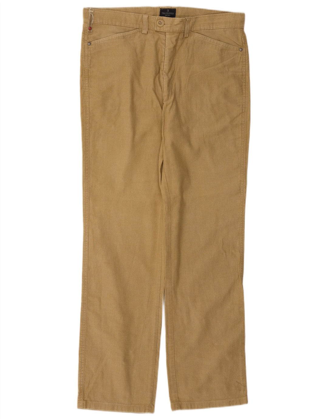 TRUSSARDI Pantalon droit en velours côtelé pour homme IT 48 Medium W32 L31 Beige