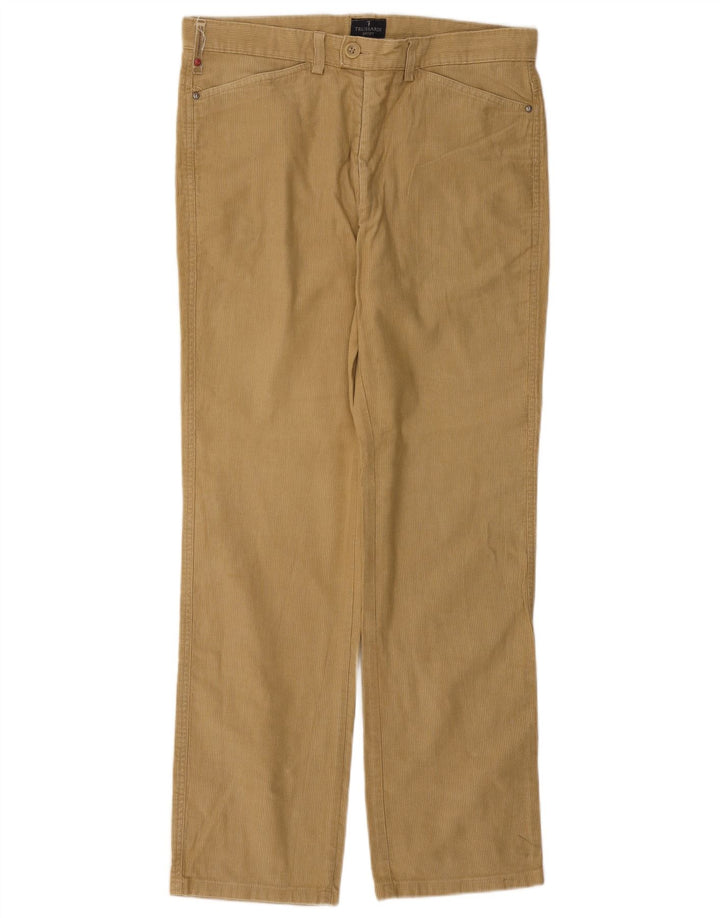 TRUSSARDI Pantalon droit en velours côtelé pour homme IT 48 Medium W32 L31 Beige