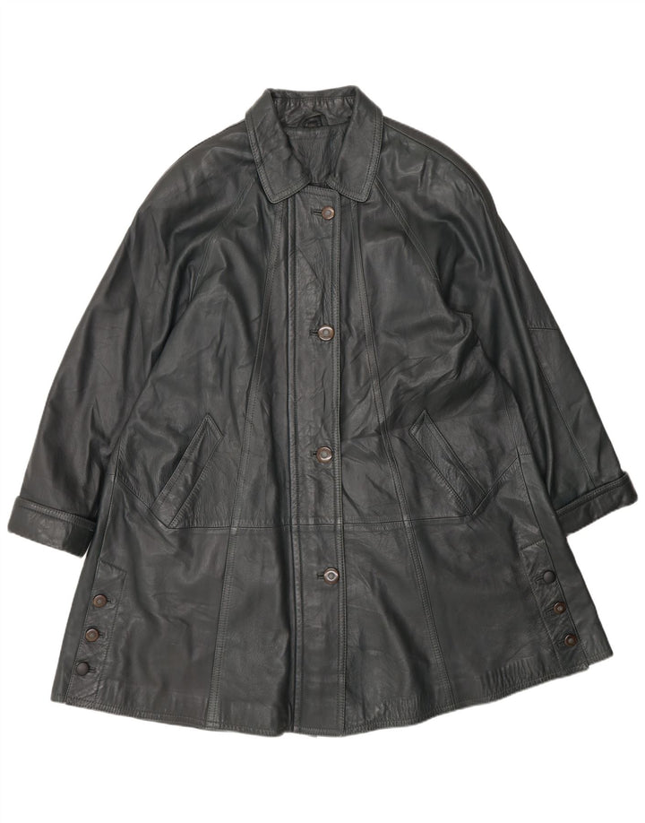manteau en cuir femme vintage EU 38 Gris moyen