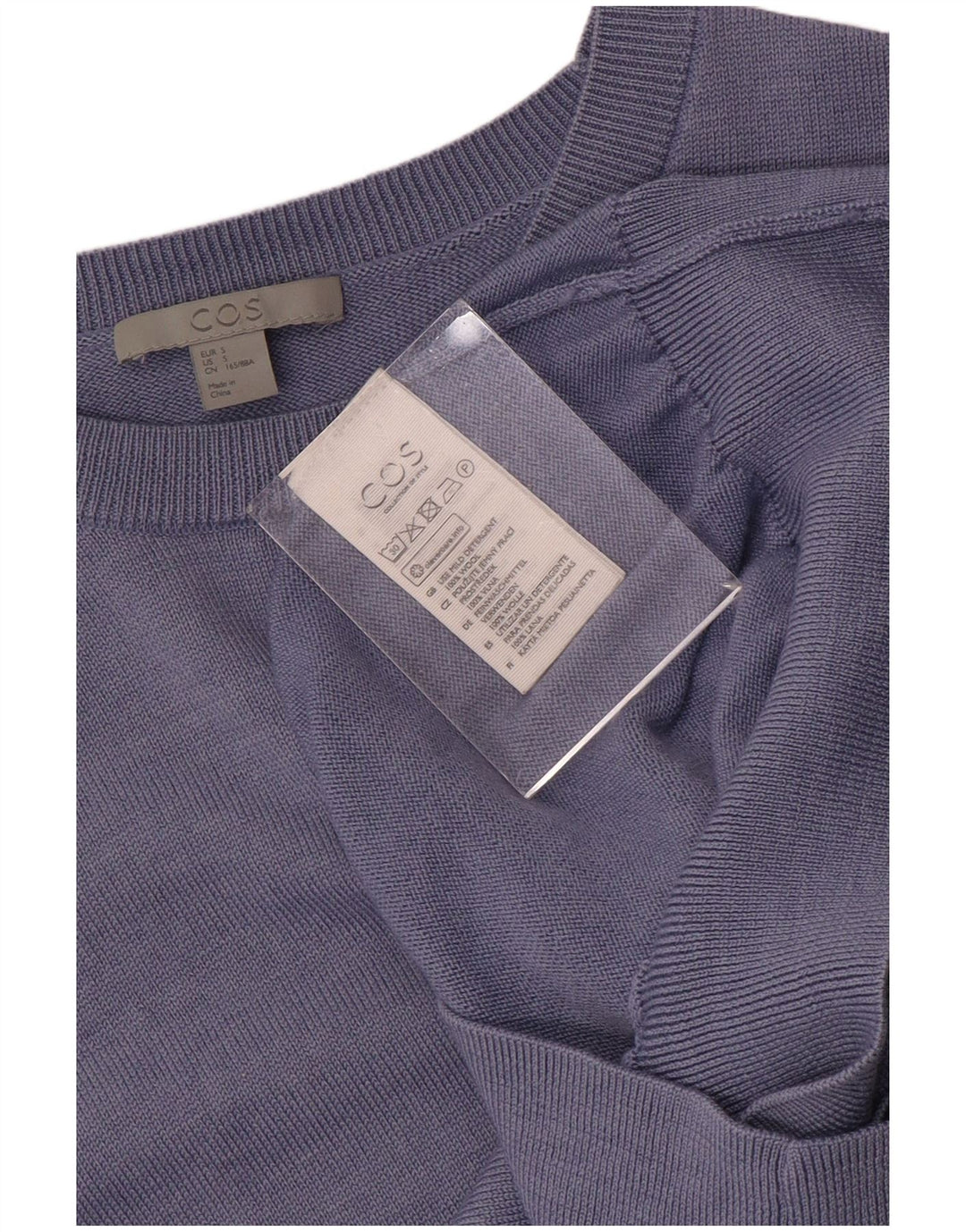 Cos Pull surdimensionné à col bateau pour femme UK 10 Petite laine bleue
