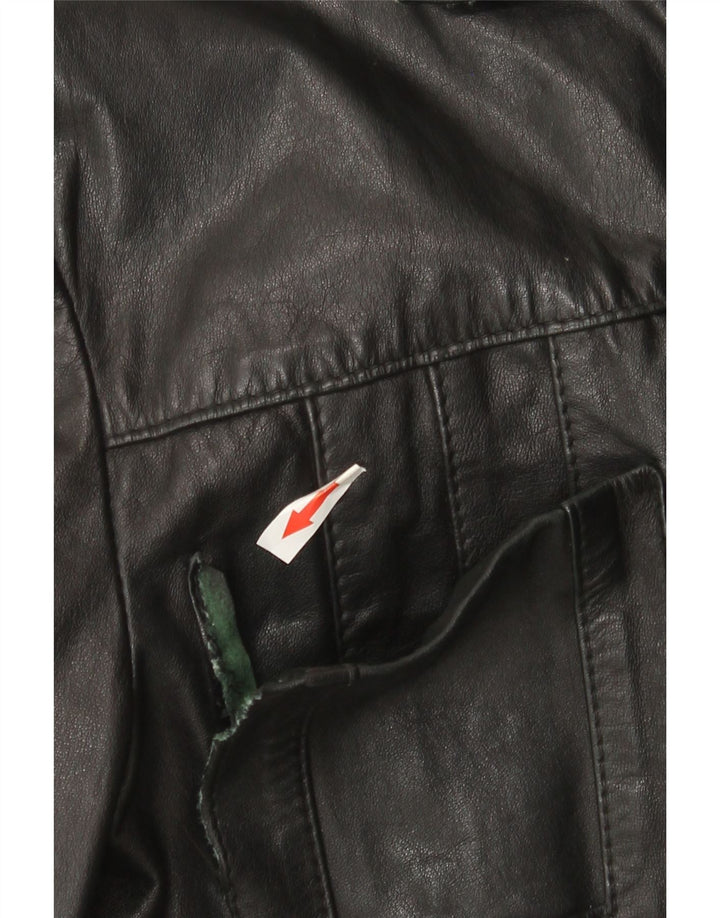 Henry Morell Veste en cuir à manches 3/4 pour homme IT 52 XL Cuir noir