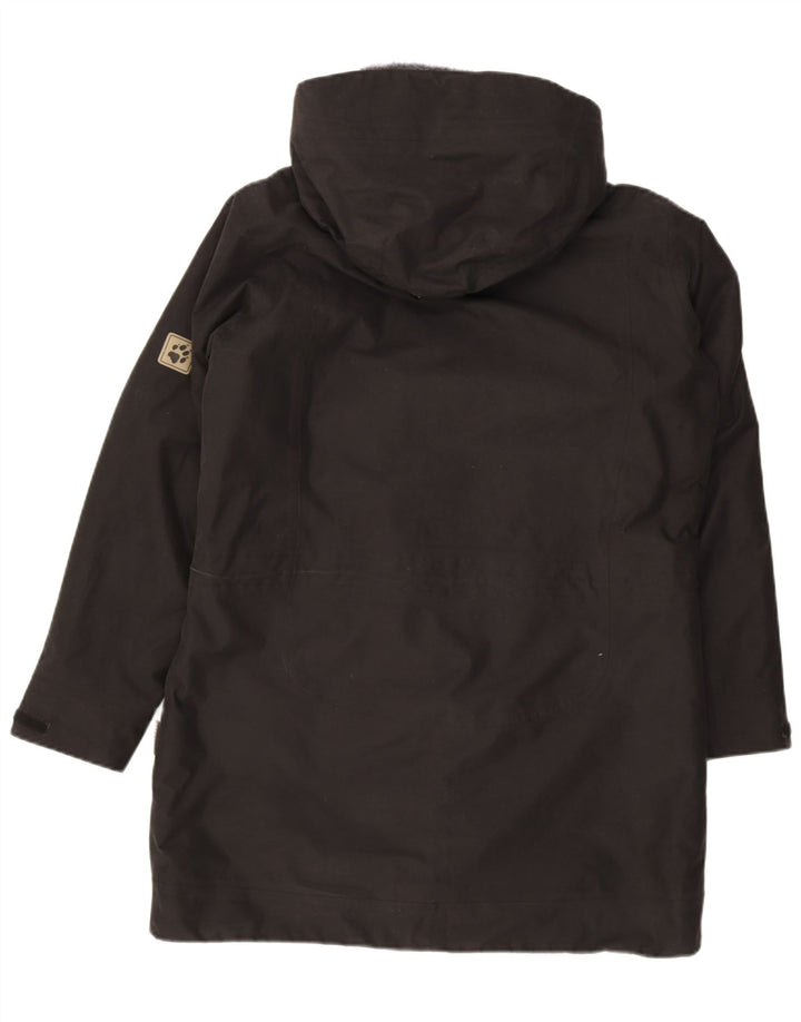 Jack Wolfskin Manteau coupe-vent à capuche pour femme UK 16 Large Noir Polyester
