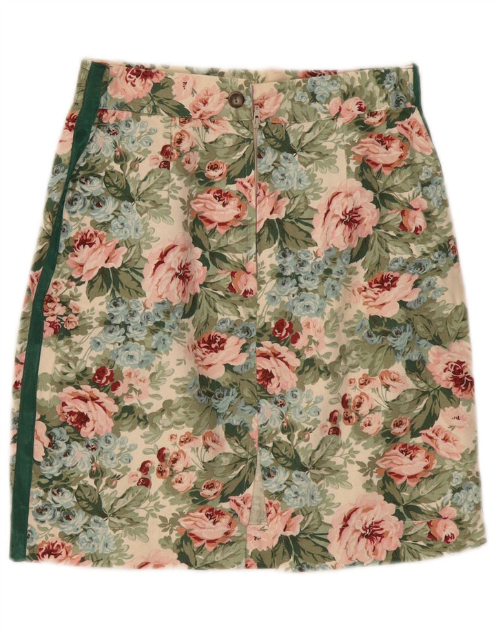 vintage Femme Mini Jupe Petite W26 Floral Multicolore