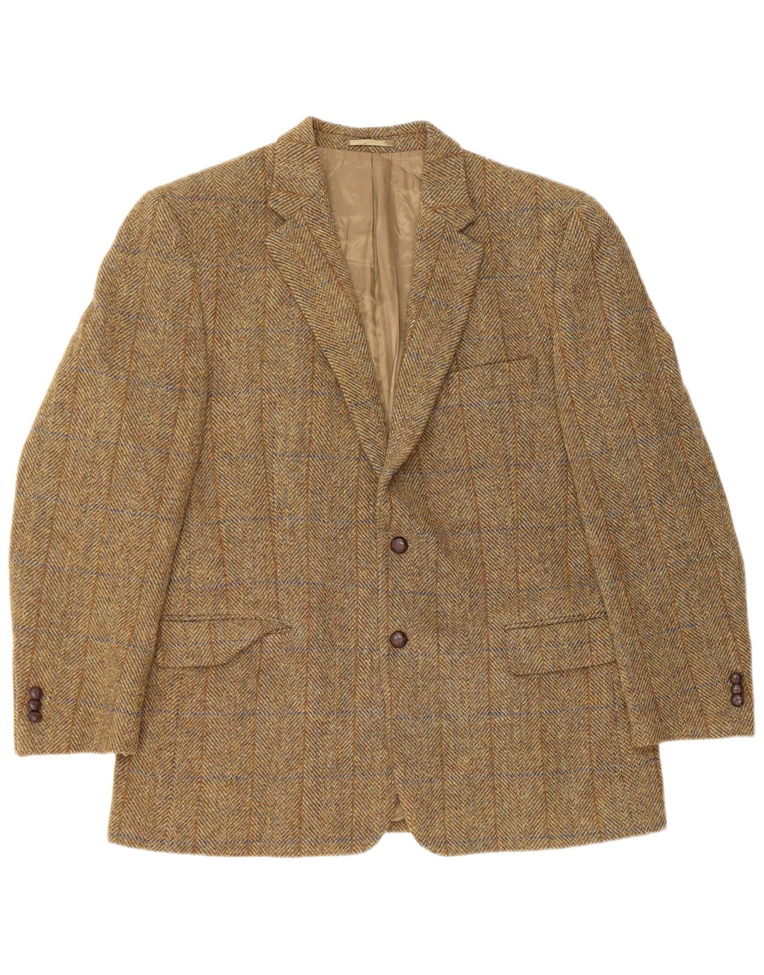 Harris Tweed Veste blazer à 2 boutons pour homme UK 38 Marron moyen à chevrons