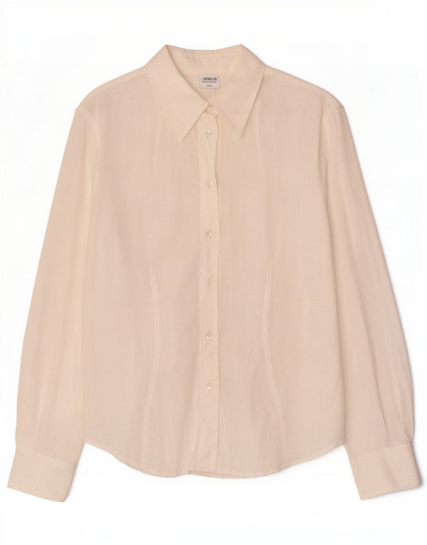 Armani Collezioni Chemisier transparent pour femme IT 46 Large Ramie blanc