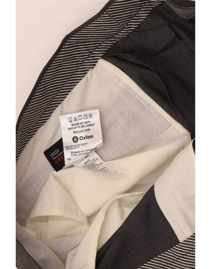 Marks & Spencer Pantalon de Costume Droit Homme W38 L31 Gris Polyester