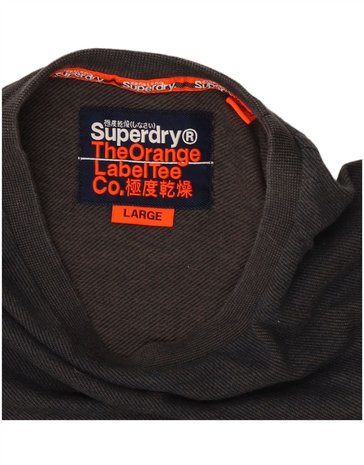 Superdry Haut à manches longues pour hommes en coton gris moyen