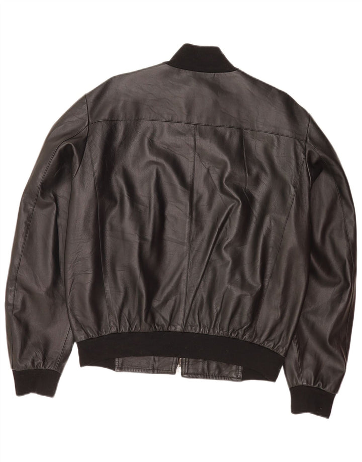veste en cuir homme vintage IT 50 Grand cuir noir