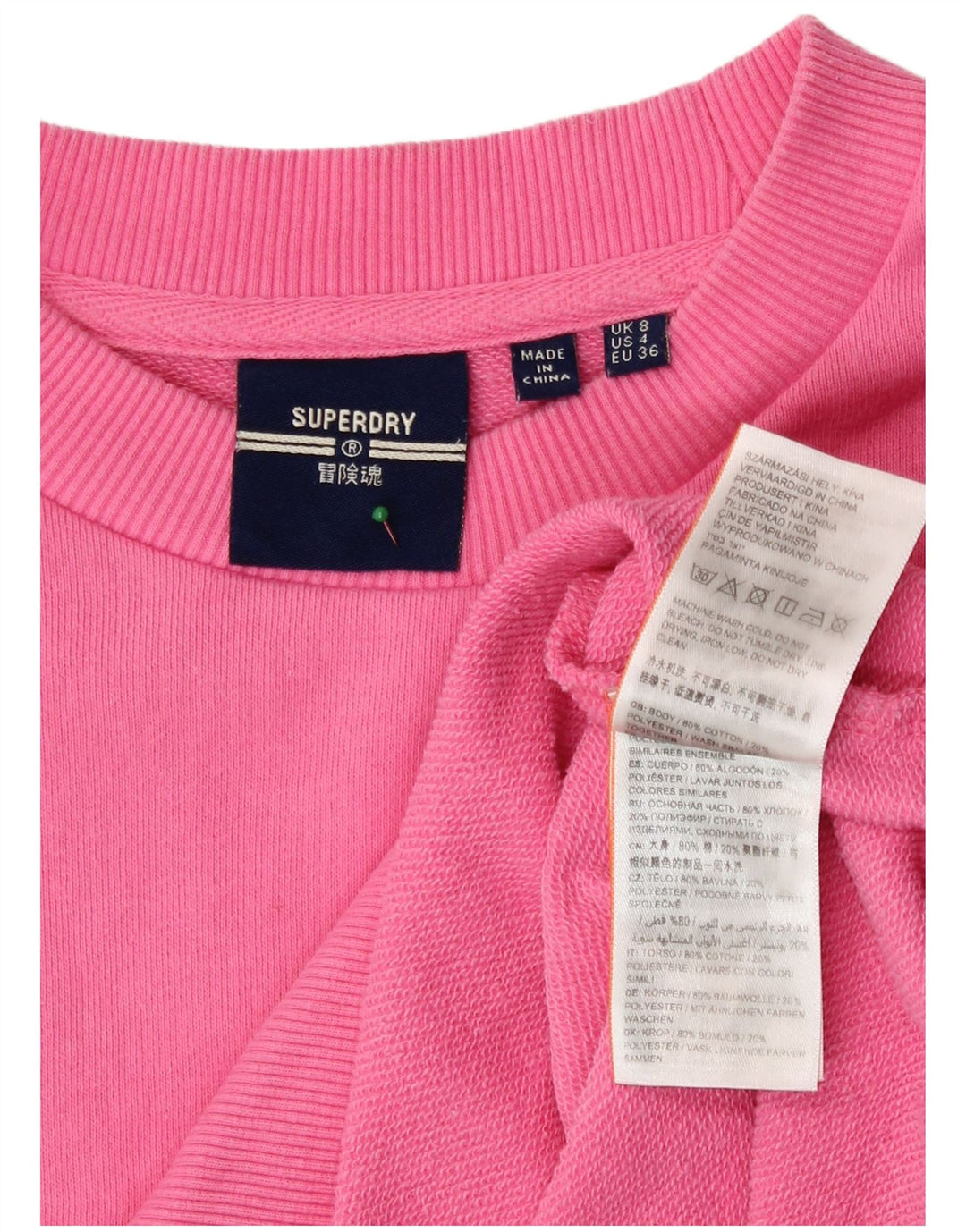 Superdry Sweat-shirt surdimensionné pour femme UK 8 Petit coton rose