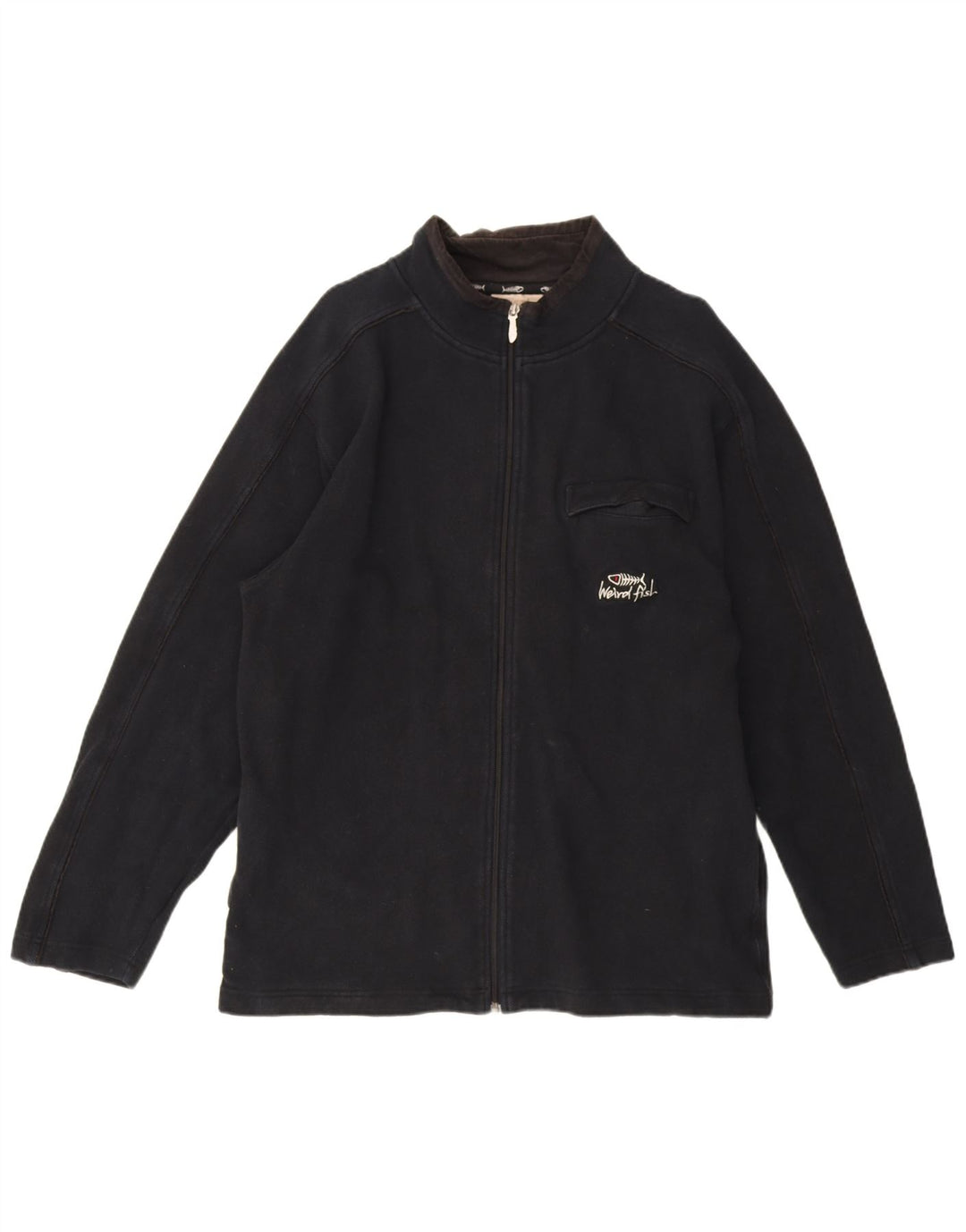 Weird Fish Veste de survêtement pour homme en coton bleu marine Taille L