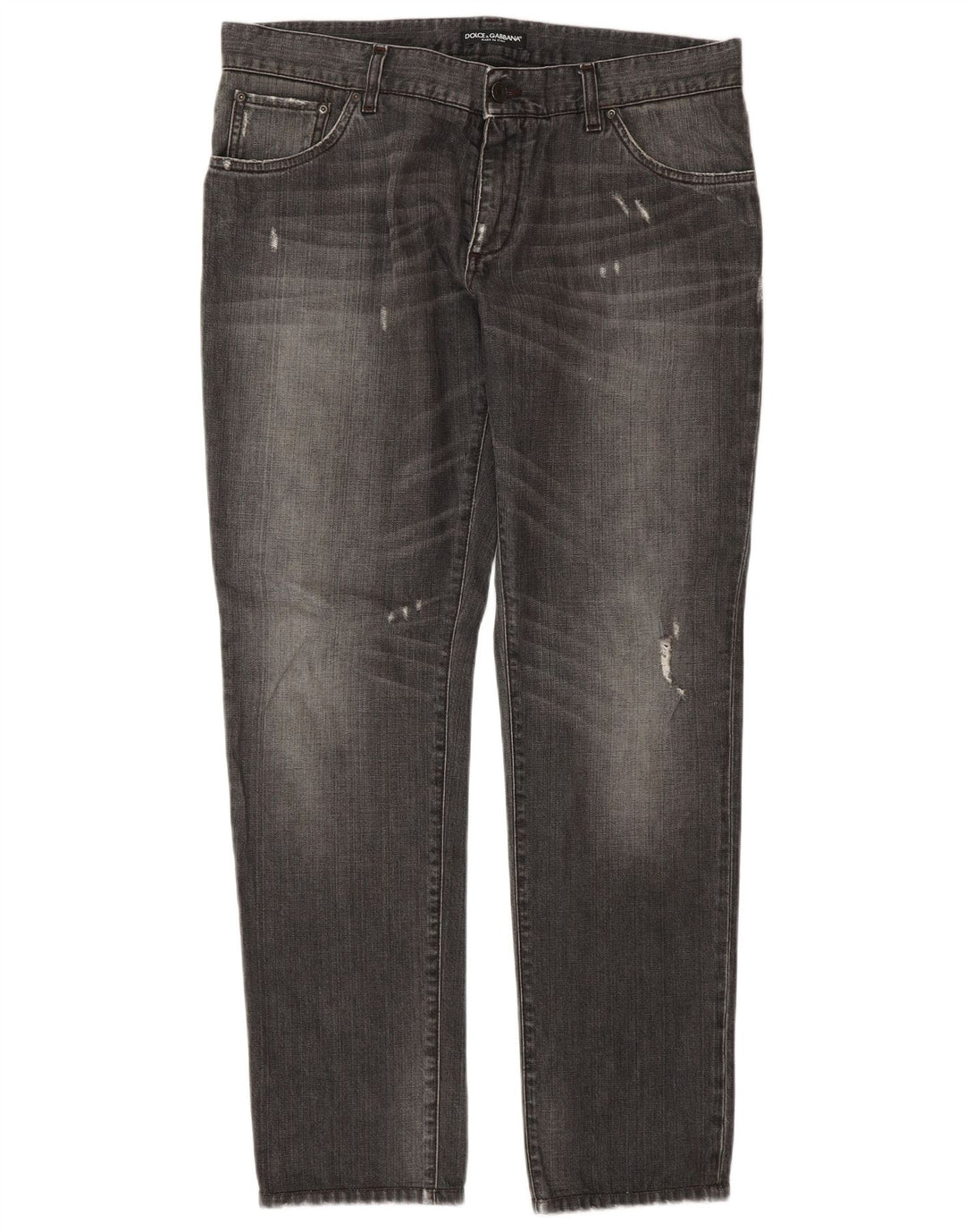 Dolce & Gabbana Jean droit vieilli pour femme IT 50 XL W36 L32 Gris