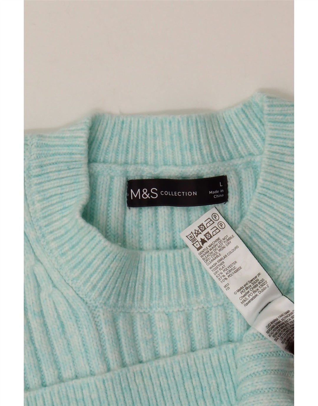 MARKS & SPENCER Pull à col rond pour femme UK 16 Grand Bleu Polyester