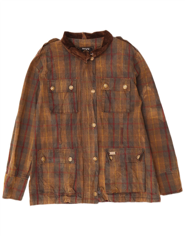 Toggi Veste militaire pour femme UK 16 Grand coton à carreaux marron