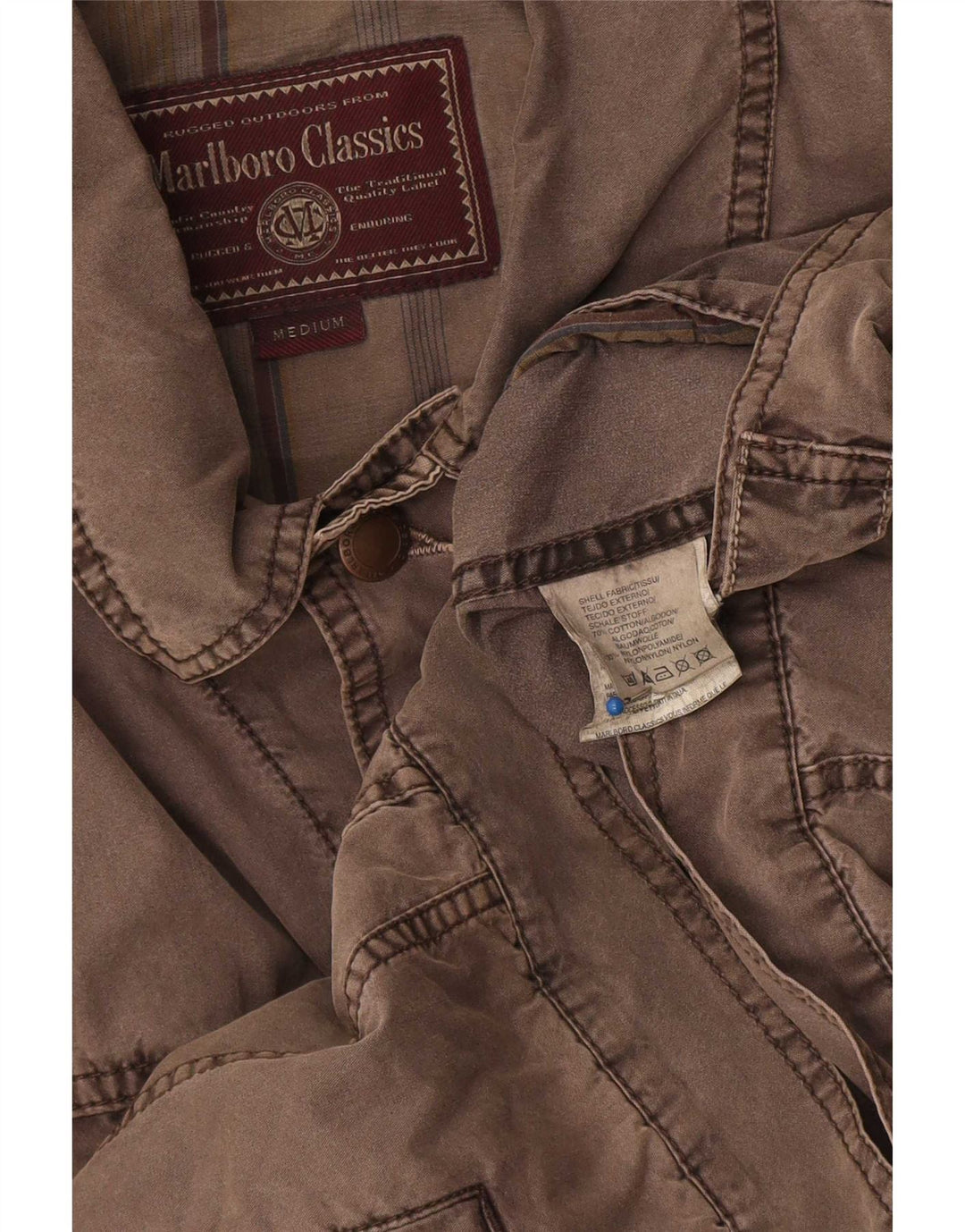 Marlboro Classics Veste Bomber Homme UK 38 Coton Marron Moyen