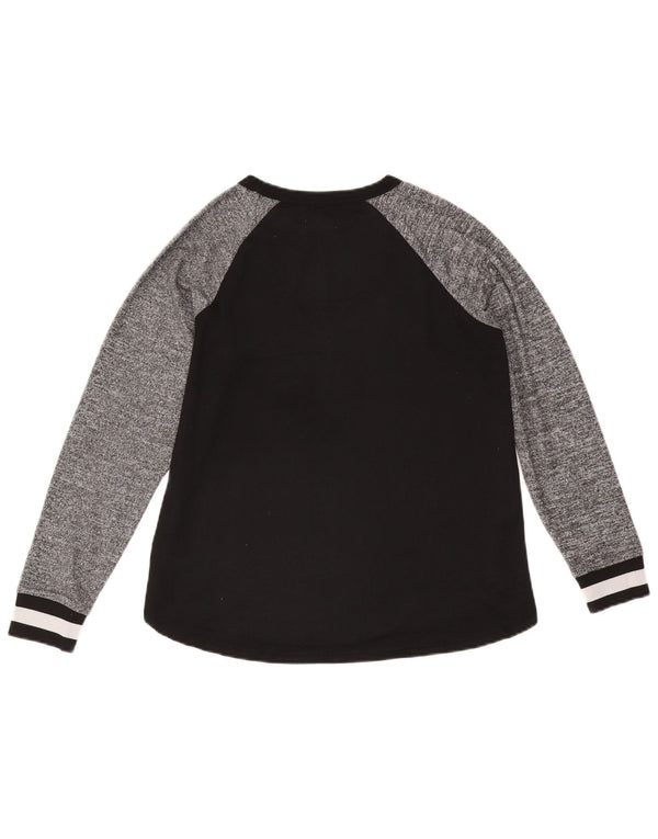Dkny Haut graphique à manches longues pour femme UK 10 Petit Noir Colorblock Polyester