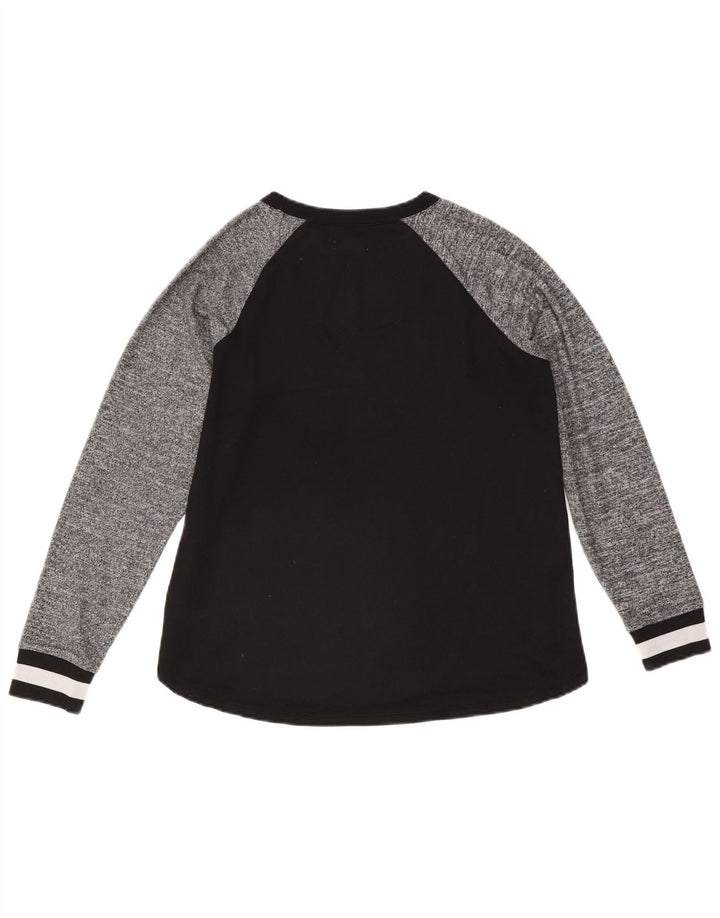 Dkny Haut graphique à manches longues pour femme UK 10 Petit Noir Colorblock Polyester